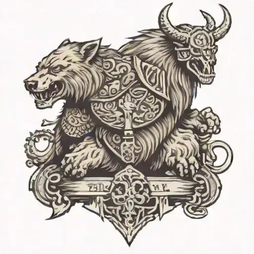 doom metal viking time bears military tattoo design idea