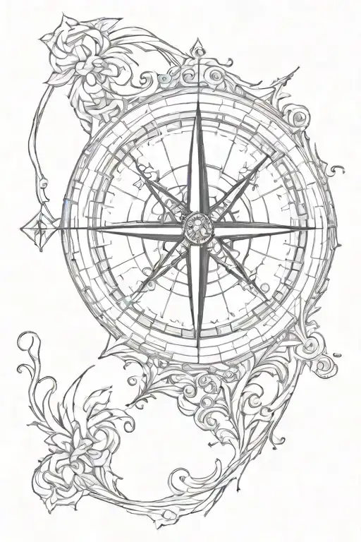 compass with Aaron  tattoo design idea