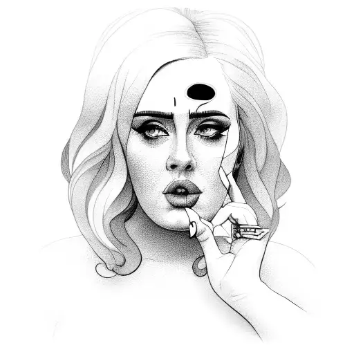 Adele with music notes tattoo design idea