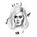 Adele with music notes tattoo design idea