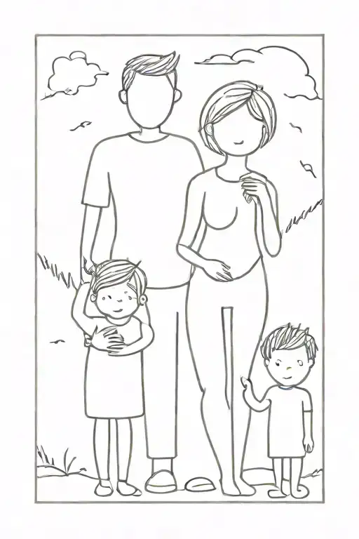 a family of 4. two boys one mom one dad   tattoo design idea