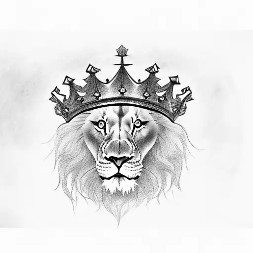lion with crown with word king above tattoo design idea