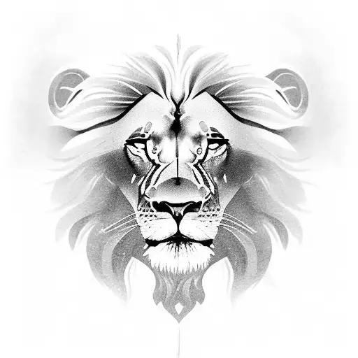 A lion's face emerging from Amsterdam's iconic canal houses tattoo design idea