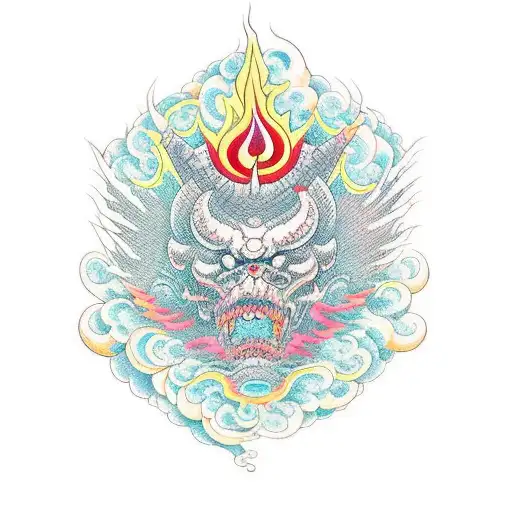 777 love flames trippy apocalypse  tattoo design idea