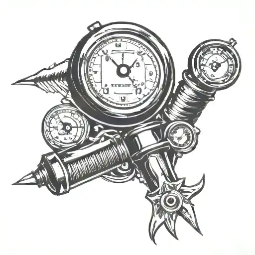 syringe and speedometer tattoo design idea