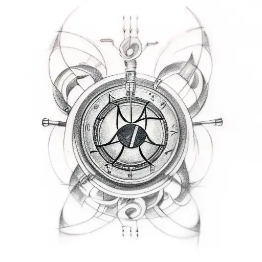 A detailed tattoo of a vintage BMW e92 surrounded by musical notes tattoo design idea