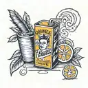 orange juice carton tattoo design idea
