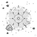 Foundation - Constellation Background: Start with a night sky as the base layer. The sky is deep blue to black, transiti tattoo design idea