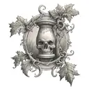 oak tree, hourglass, oak leaf, azrael angel of death tattoo design idea