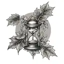 oak tree, hourglass, oak leaf, azrael angel of death tattoo design idea