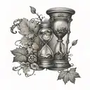 oak tree, hourglass, oak leaf, azrael angel of death tattoo design idea