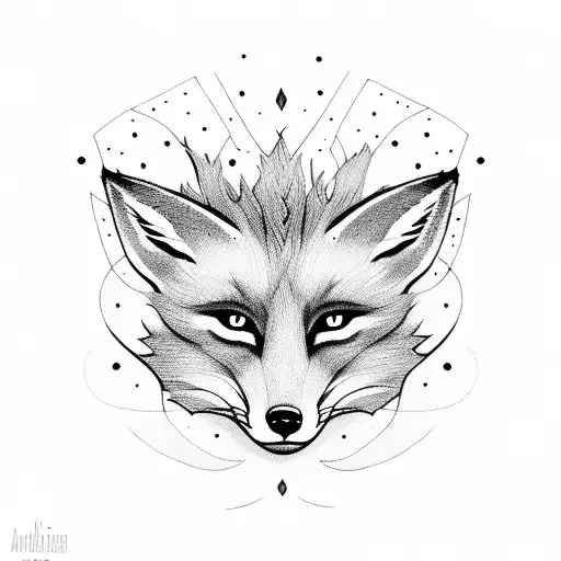 fox with eyes tattoo design idea