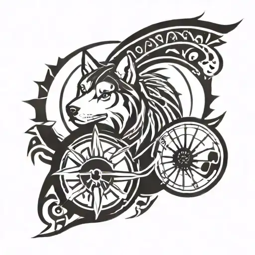 half sleeve Philippine sun positioned at top of the shoulder in the sun, the Leo zodiac, husky elements of basketball  tattoo design idea