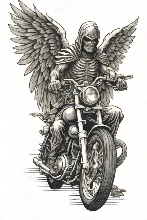 gamining motorcycle angel wings angel of death tattoo design idea