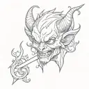 small cute devil tattoo design idea