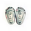 Footprints alongside horse hoof prints slowly fading as the footprints continue  tattoo design idea