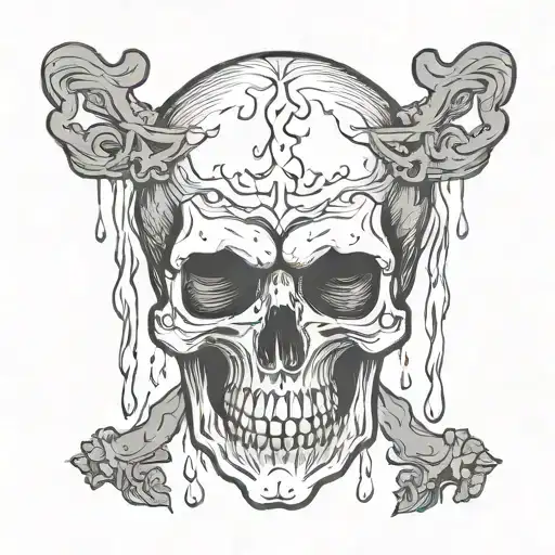 crying evil sad thought provoking skull tattoo design idea