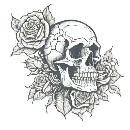 depressed crying evil sad thought provoking skull rose tattoo design idea