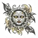 crying evil sad thought provoking sun tattoo design idea