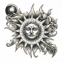 crying evil sad thought provoking sun tattoo design idea