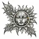 crying evil sad thought provoking sun tattoo design idea
