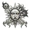 crying evil sad thought provoking sun tattoo design idea