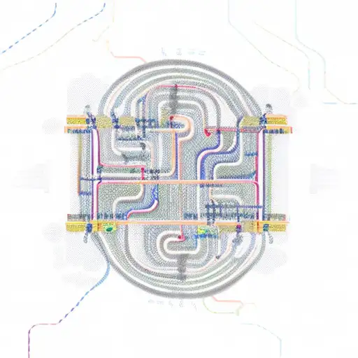 Computer circuitry intertwined with train tracks tattoo design idea