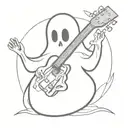 ghost with a guitar tattoo design idea
