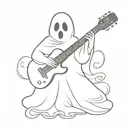 ghost with a guitar tattoo design idea