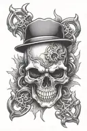 A tattoo design of a skull with brass knuckles and sharp blades protruding from it, symbolizing fear and intimidation  tattoo design idea