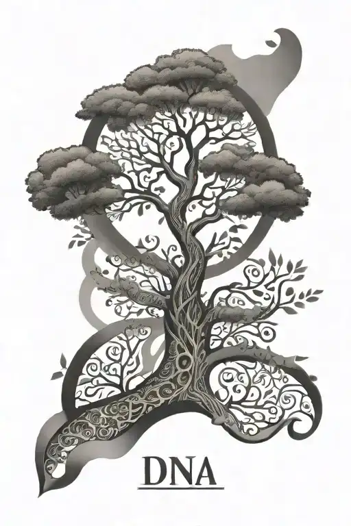 tree of life dna strand tattoo design idea