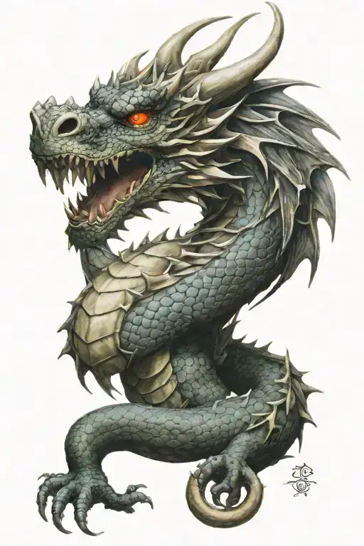 Dragon curled tattoo design idea