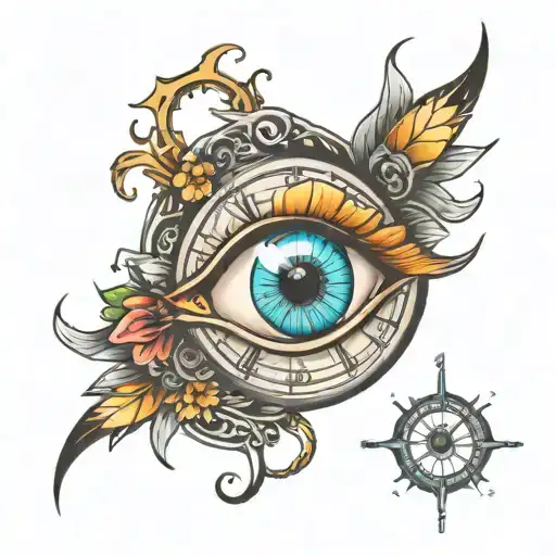 eye inside clock   tattoo design idea