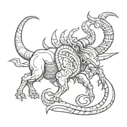 bull and scorpion together tribal tattoo tattoo design idea
