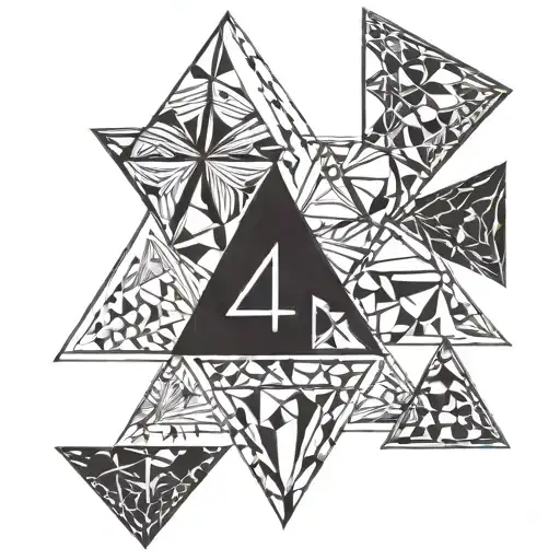 4 triangles family date of birth tattoo design idea