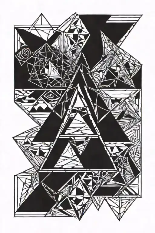 4 triangles family date of birth tattoo design idea