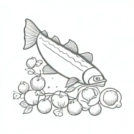 salmon with nine hazelnuts tattoo design idea