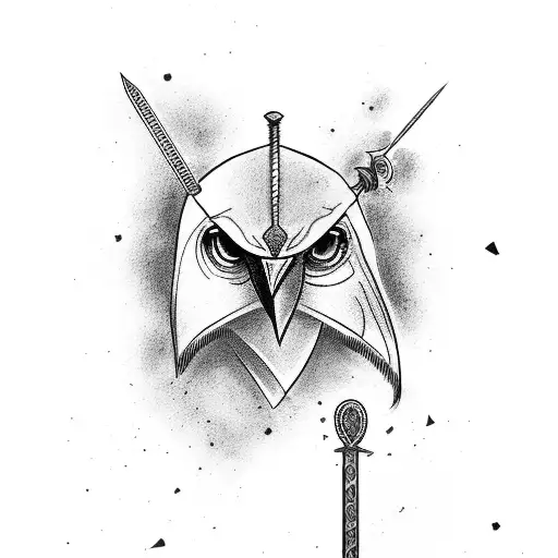 Crow with sword tattoo design idea