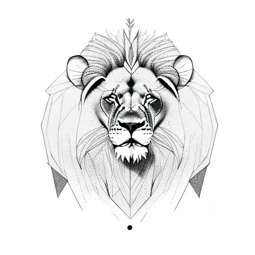 lion on mountains tattoo design idea