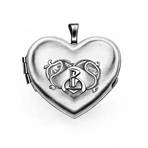 a heart-shaped locket with your children's initials inside tattoo design idea