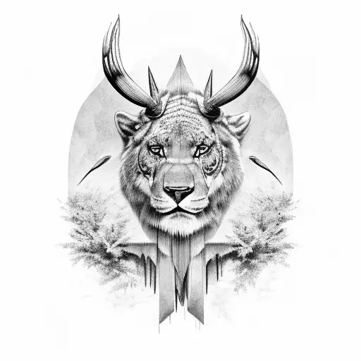 A blueprint-style design of a wild animal native to the Rocky Mountains tattoo design idea