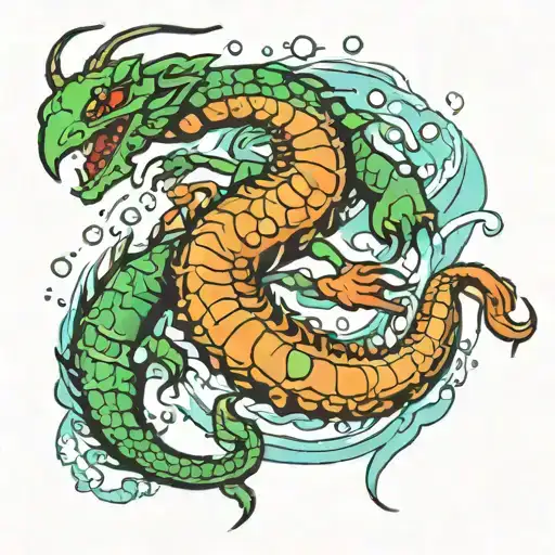 zodiac scorpion in water dragon tattoo design idea