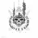 "2084" written vertically, on top of "2", it writes "rise again". inside of "0" says "beautiful imperfect world". Inside tattoo design idea