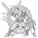 ninja warrior sword tattoo design idea