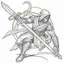 ninja warrior sword tattoo design idea