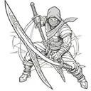 ninja warrior sword tattoo design idea