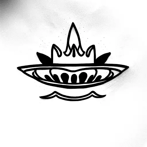 lotus and crown inside a sun tattoo design idea