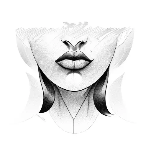 woman lips with a signature on them tattoo design idea