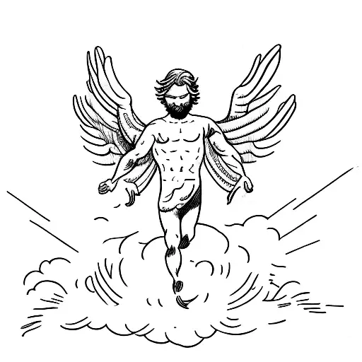 icarus fall with hands of creation of adam tattoo design idea