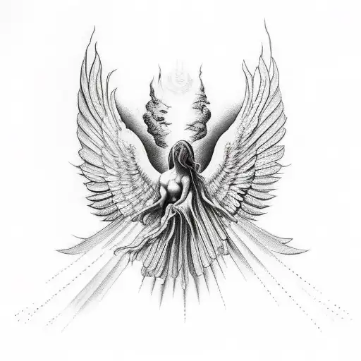 icarus fall with hands of creation of adam tattoo design idea